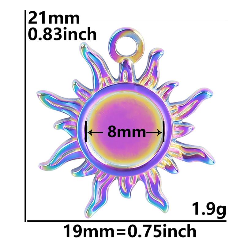 

6pcs Rainbow Sun Animal Oval Connector Stainless Steel Charm For Jewelry Making Supplies Heart Pendant Handmade Earring Material