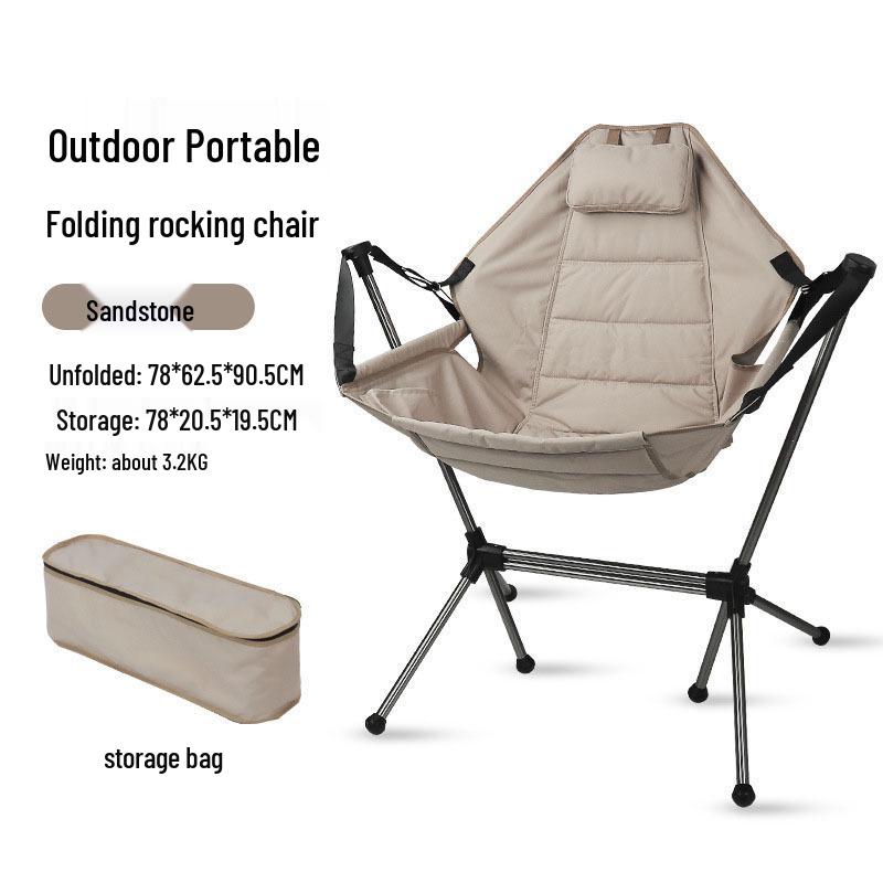 Portable Aluminum Alloy Folding Outdoor Rocking Lounge Chair with Detachable Backrest for Family Camping Leisure