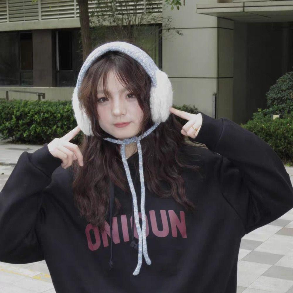 Thicken Knitted Earmuffs Windproof Ear Protection Strap Personality Wool Strappy Ear Muff Autumn