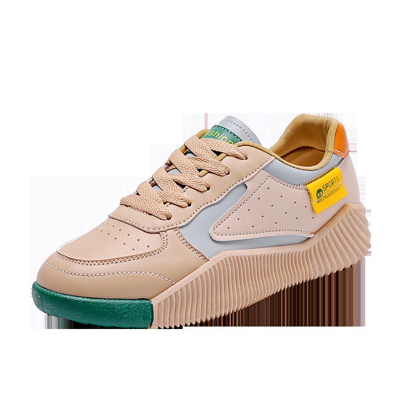 New Spring and Autumn All-match Sneakers Thick-soled Splicing Personality Sports and Leisure Leather Flat Shoes
