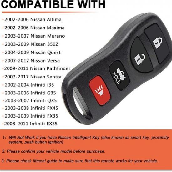 Keyless Entry Remote Control Car Key Fob Replacement (Pack of 2)