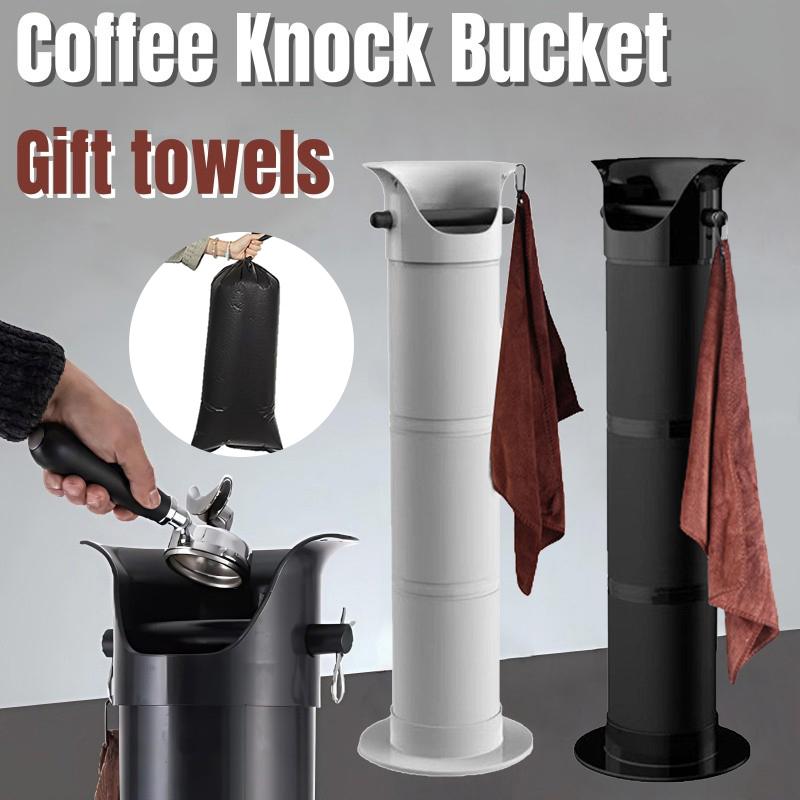 Large Capacity Coffee Knock Bucket With Towels Espresso Coffee Grounds Container Floor Collector Standing Tall Knock Trash Can