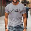Casual Men's T-Shirt Heartbeat Motorcycle Gear Shift One Up Five Down Biker Print T-Shirt Tops Men's Clothing Oversized T-Shirt
