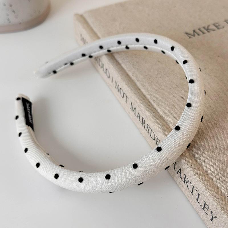 Retro Pluche Stippen Dunne Hoofdbanden Voor Vrouw Elegante Haarband Was Gezicht Spons Haarband Dames Mode Haaraccessoires Nieuw white