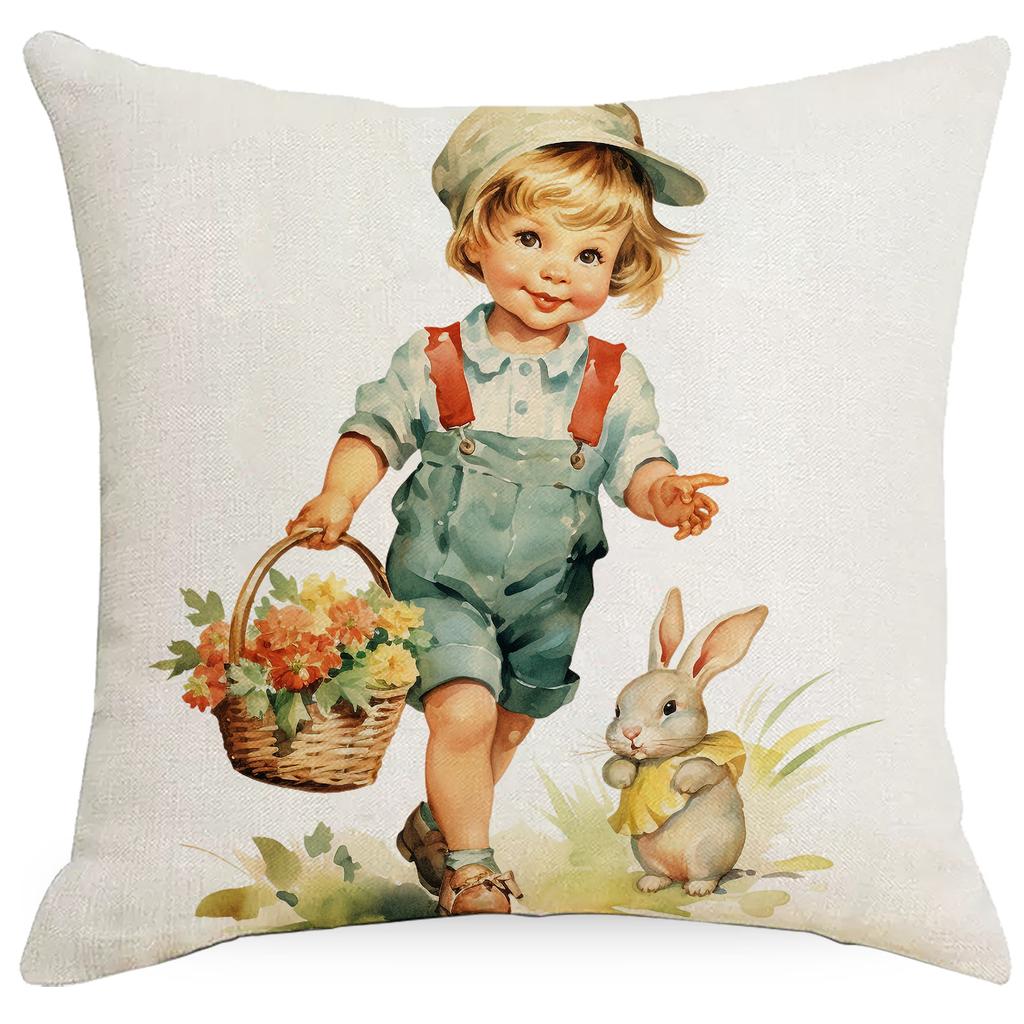 New Easter Bunny Easter Egg Sofa Decorative Pillow Cushion Cover