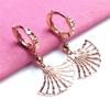 Exquisite Russian 585 Purple Gold Japanese And Korean Shiny Fan Ear Buckle Fashionable Rose Gold-Plated Colored Gold Earrings