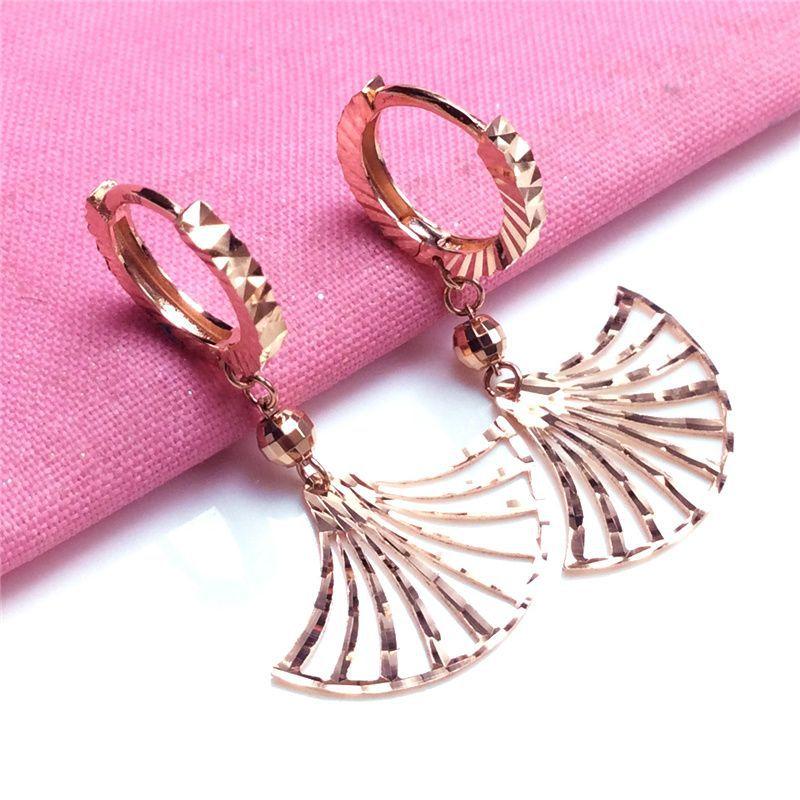 Purple Gold Shiny Fan Ear Buckle Fashionable Rose Gold Plated Colored Gold Earrings