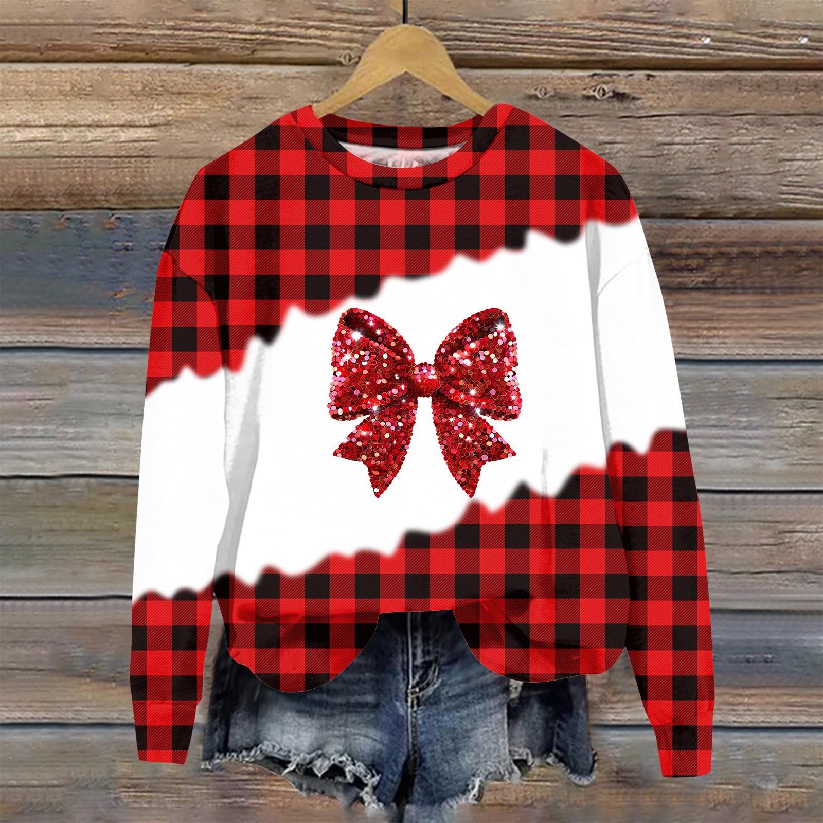 

Женская мода Bufferfly Printed Long Sleeve Loose Round Neck Sweatshirt Top Fall L винный