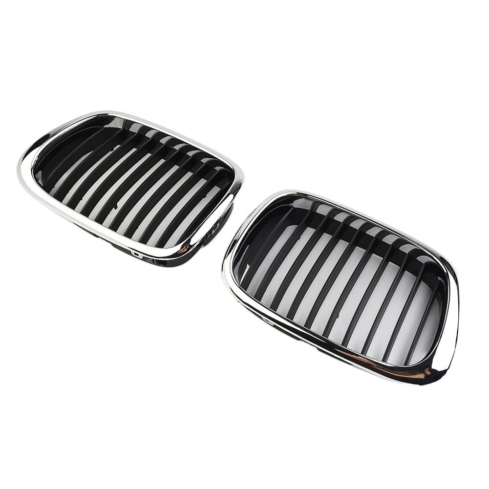 Silver Outline Grilles Vehicle 1 Pair Black Chrome