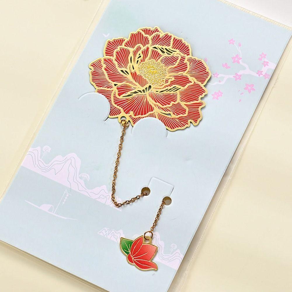 Koi Karpfen Blatt Metall Lesezeichen Lotusform Ausgehöhlt Quaste Lesezeichen Schreibwarengeschenk