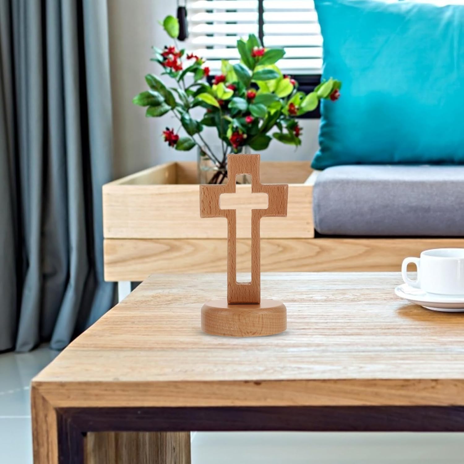

Veemoon Деревянный стоящий крест Деревянный стоящий крест Декор Деревянный религиозный Настольный алтарный стоящий крест Алтарный крест с подставкой Деревянный настольный крест