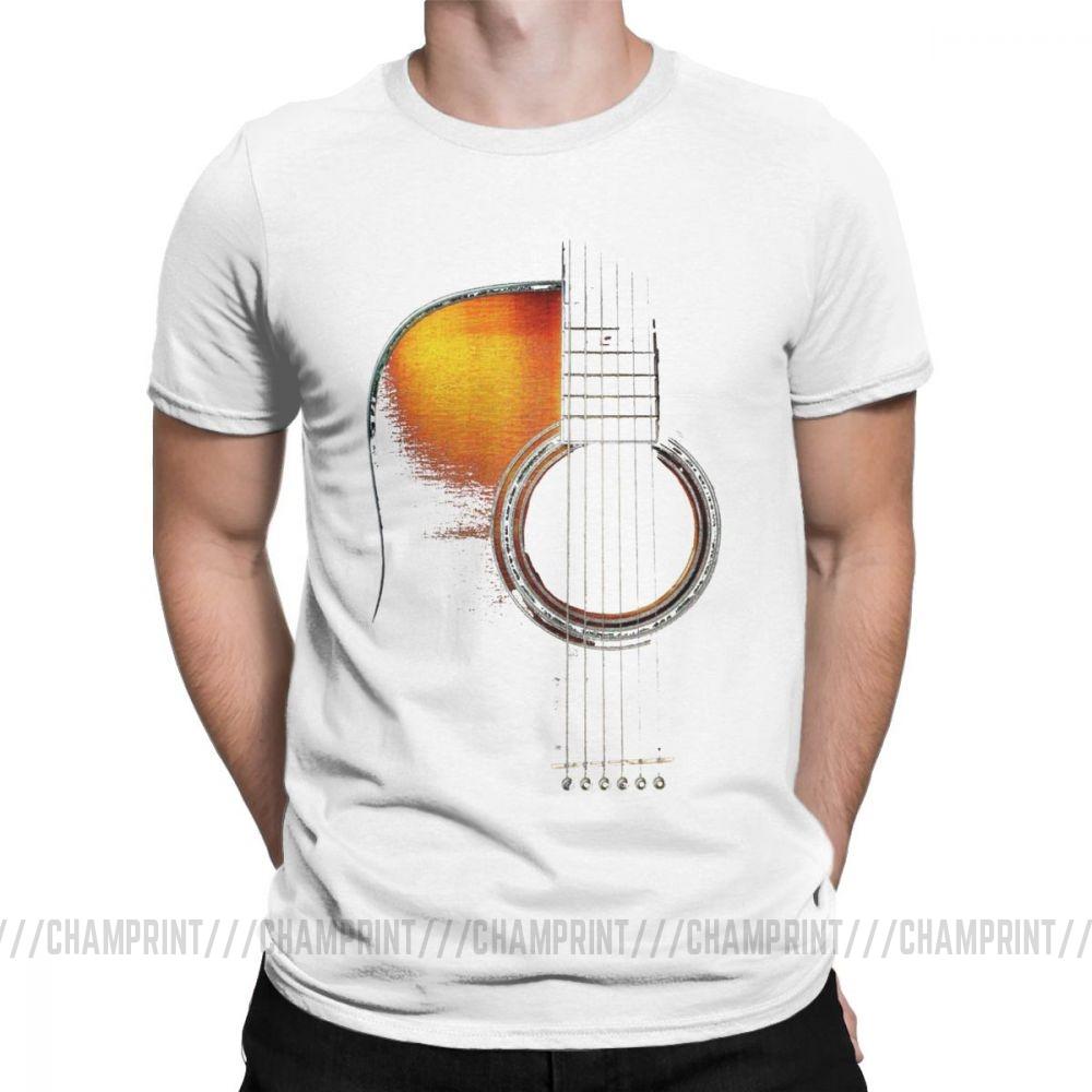 Men T Shirt Acoustic Guitar Hi Lite Music Vintage 100 Cotton Tees Short Sleeve T