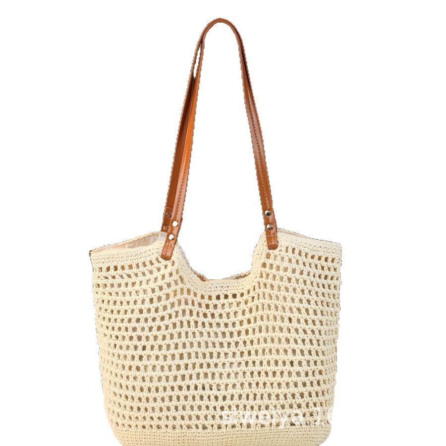 Large Capacity Bag Women'S Versatile Shoulder Vacation Beach Bag Hand-Woven Commuter Tote Bag Tide