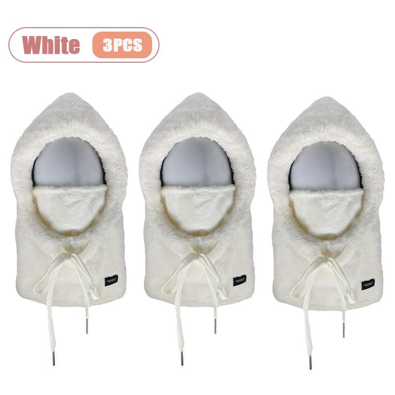 Womens Winter Hat Plush Ear Protection Neck Warmer Integrated with Windproof Face Mask for Skiing Cycling Outdoor Activities