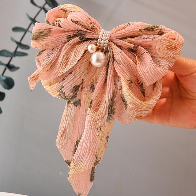 

Big Bow Sweet Fabric Floral Hair Clip Korean Version of The Back of The Head Duckbill Clip Hair Accessories For Women