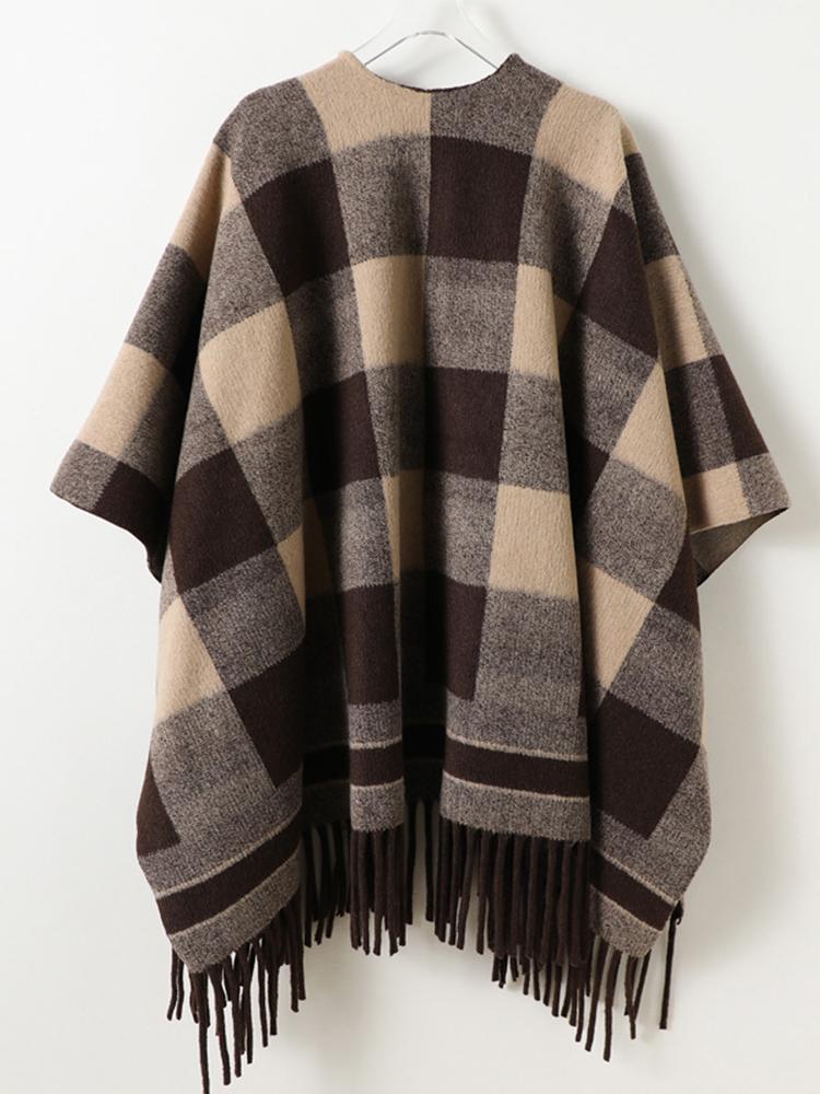 Winter Women Scarf Layers Poncho Elegant Lady Men Retro Plaid Tassel Wrap Shawl Casual Scarve Capa Para Mujer Pashmina Cloak New