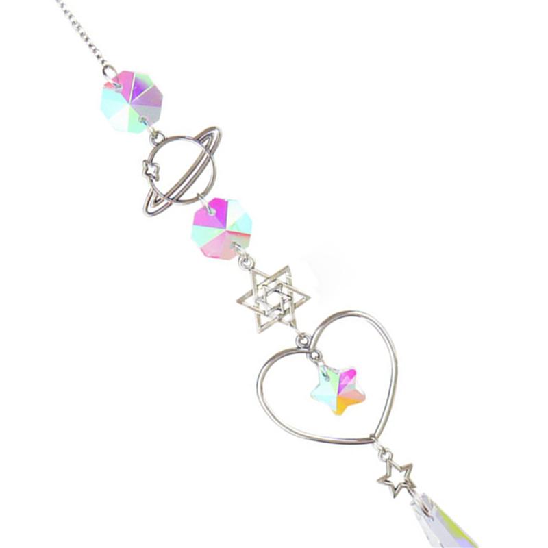 

2X A Crystal Wind Chime Sun Catcher Diamond Prisms Pendant Dream Catcher Rainbow Chaser Hanging Drop Home Garden Decor