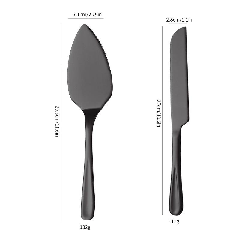 Lotus Pattern Stainless Steel Cake Knife & Spatula Set - 2-Piece for Birthday Cakes & Pizza in Gift Box