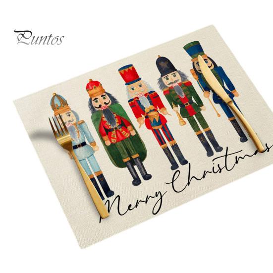Sturdy Hemmed Table Linens Christmas Mat, Heat-Resistant Faux Linen Placemat, Non-Slip Heat Resistant Pads Washable for Holiday Dining Party Decor Non