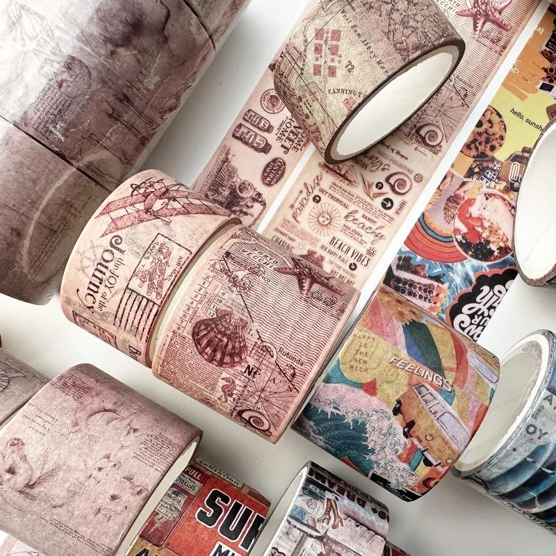 4 Rolls Per Box Retro Tape Scrapbook Map Decoration Hand Account Collage DIY Album Decoration Student Stationery Gift Tape