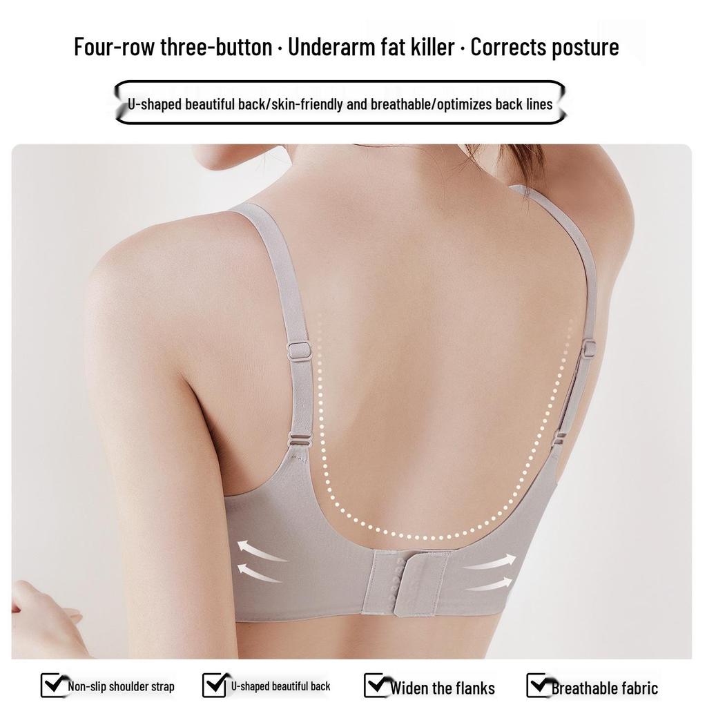 Seamless Soft Support Wireless Bra with Small Chest Gathering and Anti-Sagging Fixed Cups