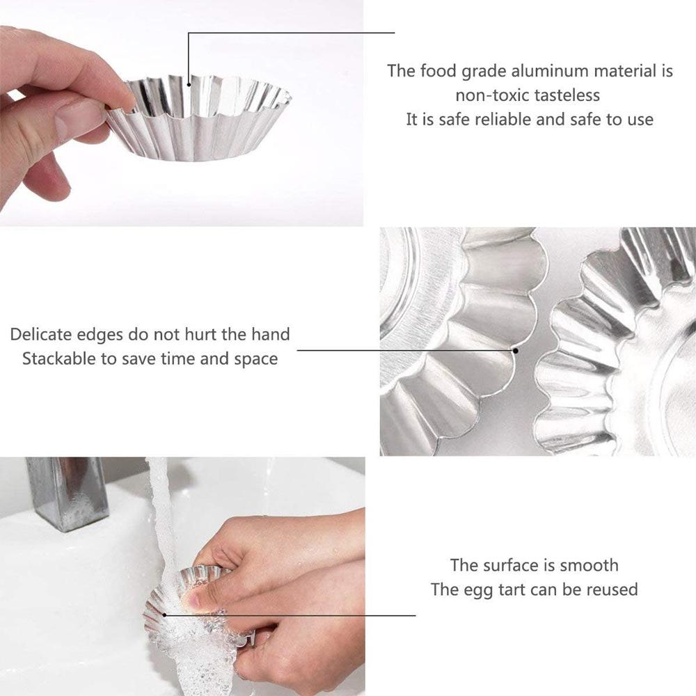 20/10 Stück Wiederverwendbare Antihaft-Wellenförmige Eiertarteform Aluminiumlegierung Blumenform Cupcake-Form Pudding-Gelee-Form Muffin-Backförmchen