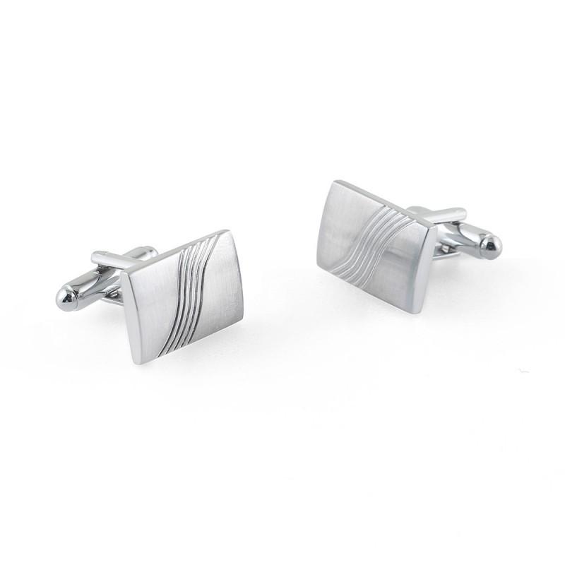 High End Rectangular Wave Patterned Solid Metal Cufflinks Men French CL-C466