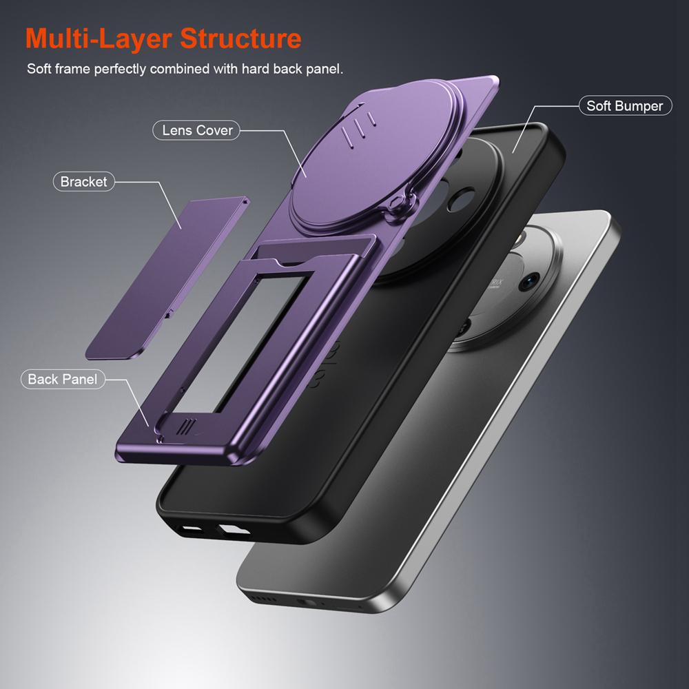 KEYSION Card Slot Holder Bag Phone Case for HONOR X9d 5G Slide Camera Protection Kickstand Shockproof Cover for Magic 8 Lite 5G