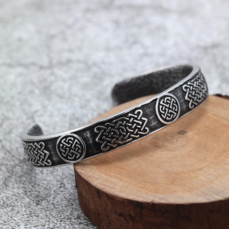1 Men s Viking Celtic Bracelet - Made of heavy 316L titanium stainless steel, decorated with interlocking knots.