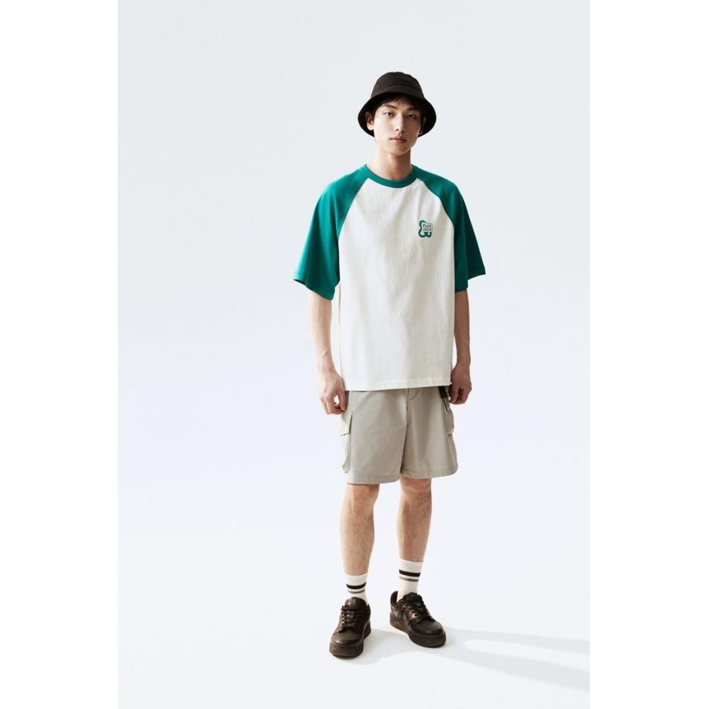 H M Loose FiT PrinTed T sHirT wHiTe Turquoise