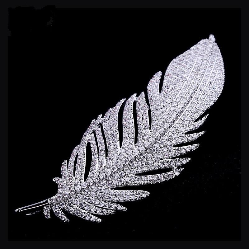 Christmas Brooch Pin Large Feather Pendant Necklace Women Multiple Wear Methods Jewelry.