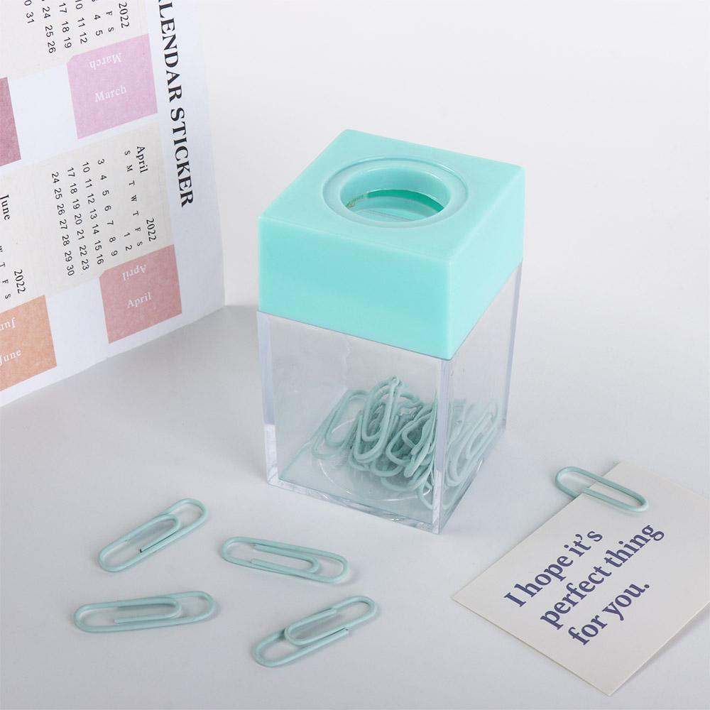 School Office Supplies Clips Dispenser Magnetic Absorption Box Paperclip Holder Desk Storage