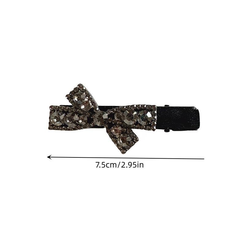 2Pcs Black Bow Zircon Hair Clip for Women's French Luxury Temperament Hair Clip BB Clip Girls Hair Accessories