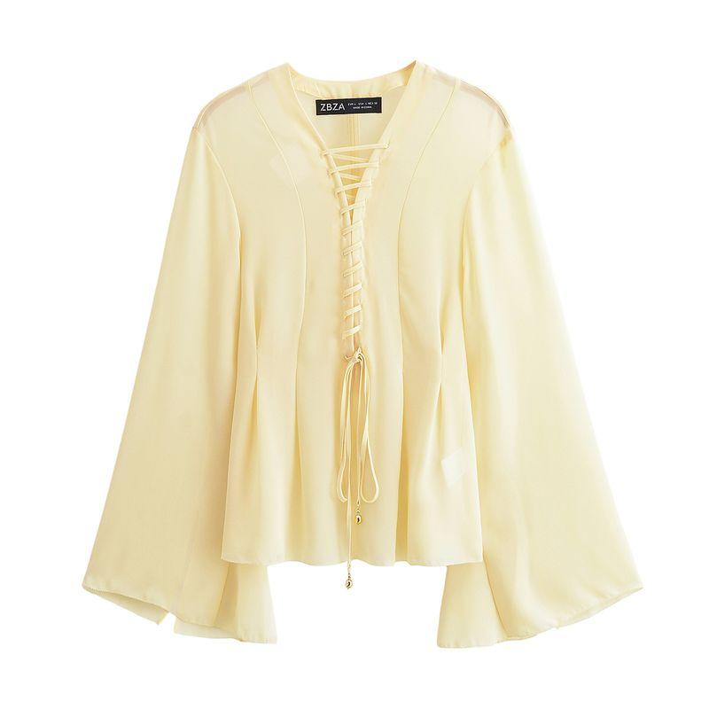 Kaslead New Arrival Women's Clothing Fashion Style Fashion Lace-up Decorative Chiffon Loose Shirt 1284892