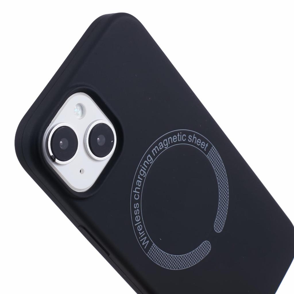 BJT Series For iPhone 15 Case TPU+Silicone Fabric Lining Magnetic Phone Case (Big Rear Lens Hole)