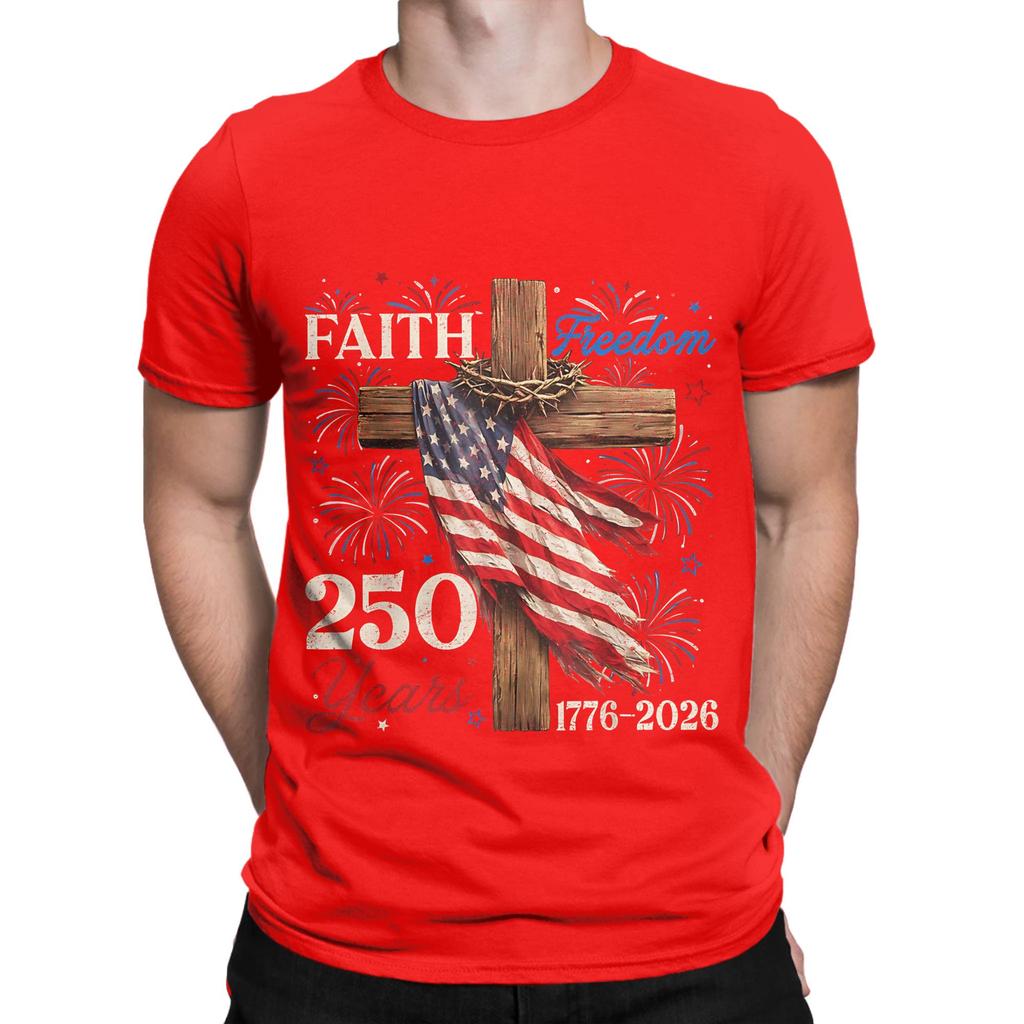 250 Years Faith And Freedom Christian Patriotic USA 1776 2026 Design Funny 100 Cotton TShirt freedom 250 Tees Tops For Unisex