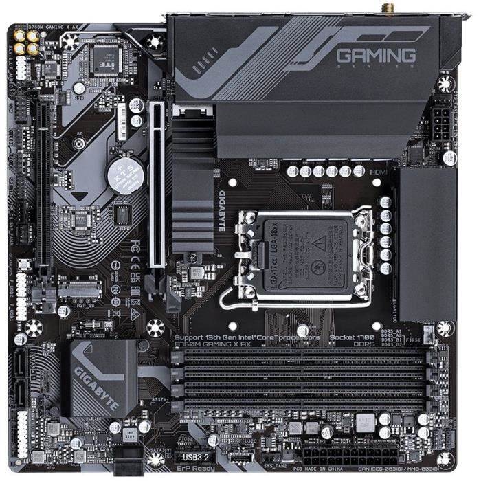 Mainboard - GIGABYTE - B760M Gaming X AX - DDR5 bis zu 7600 MHz - Wi-Fi 6E - 2.5GbE LAN