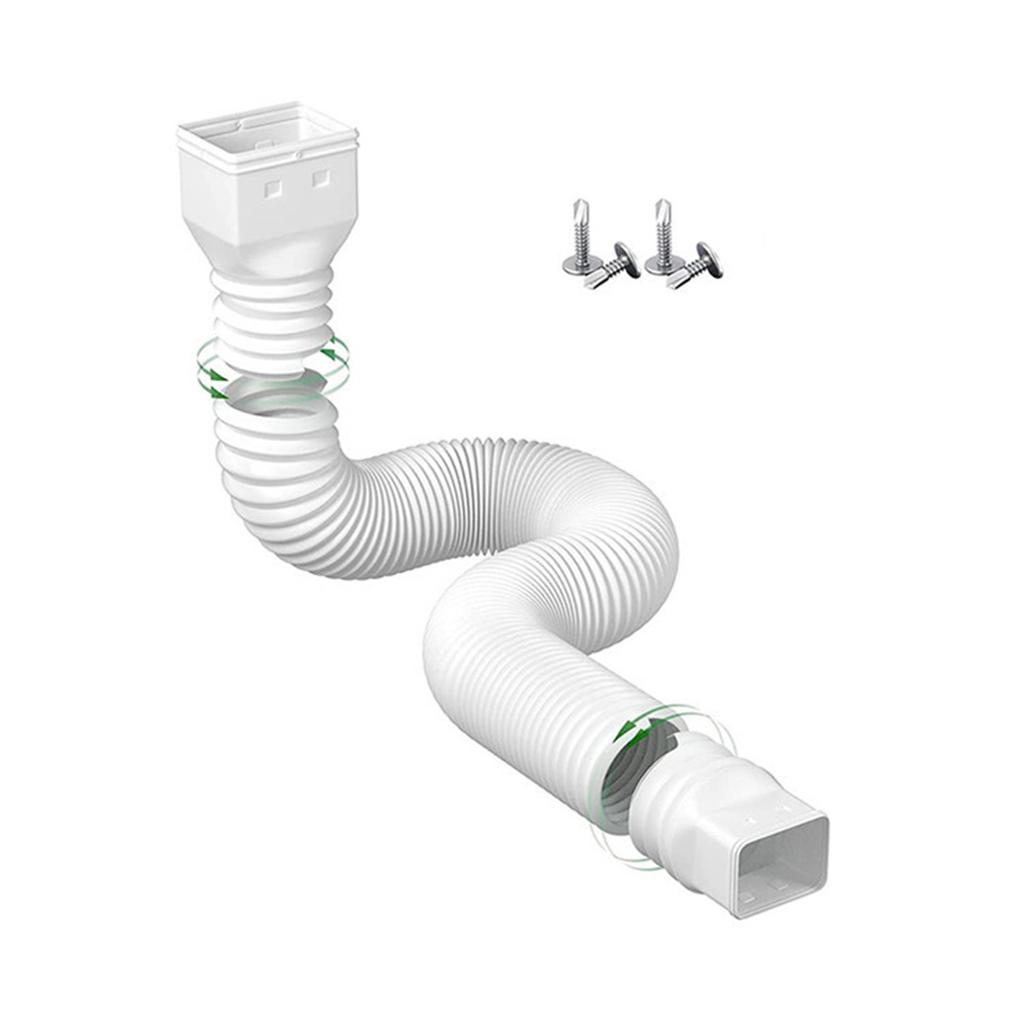 1.5m Long Gutter Downspout Extensions, Extender Drainage Pipe For 6.5cm×8.5cm Downspout And 9cm×11cmDownspout, Flexible Pipe Stretched Length 1.5m,