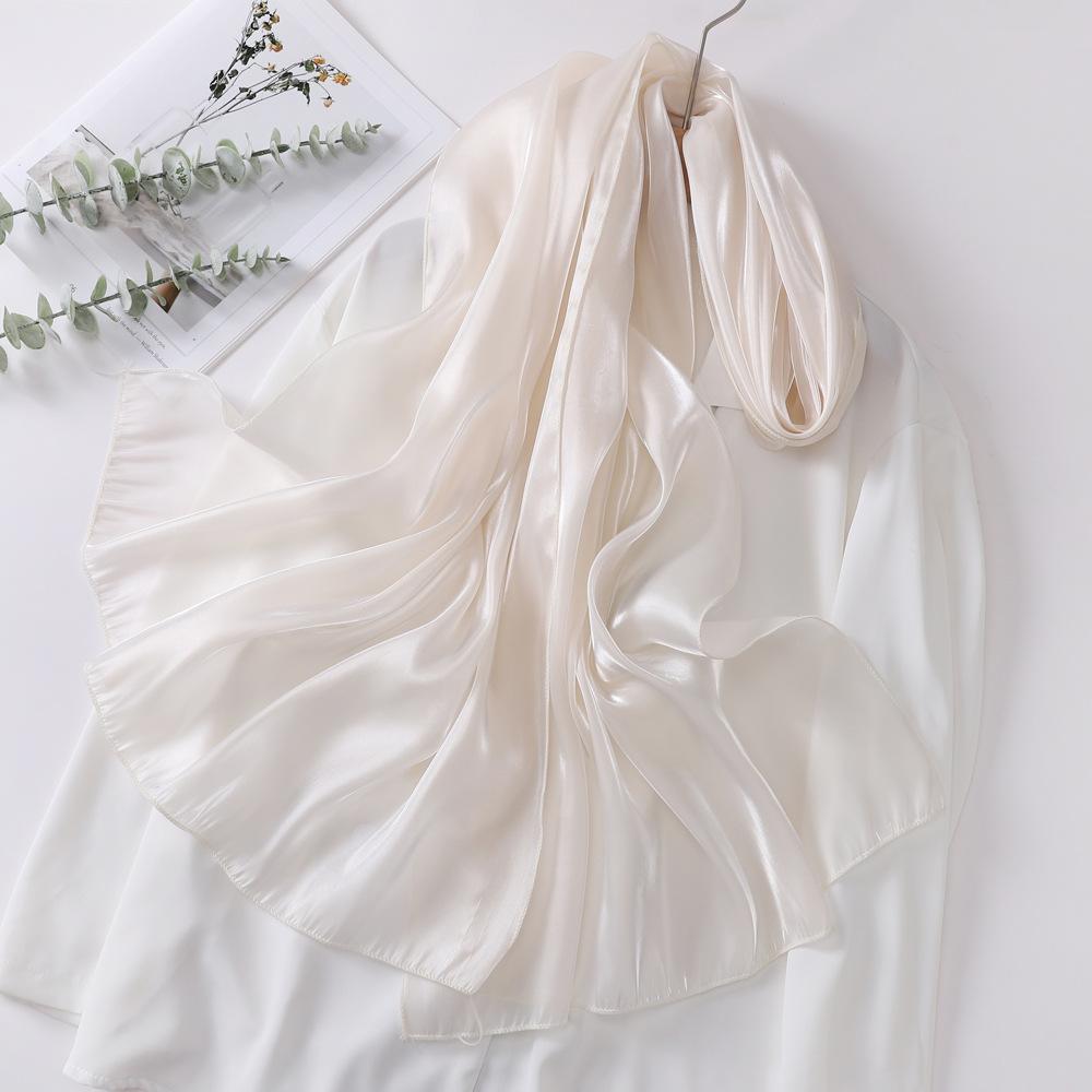 Vår- og sommer sateng langt skjerf for kvinner solbeskyttende sjal moteriktig skjønnhetsscene sateng langt skjerf allsidig reiseskjerf