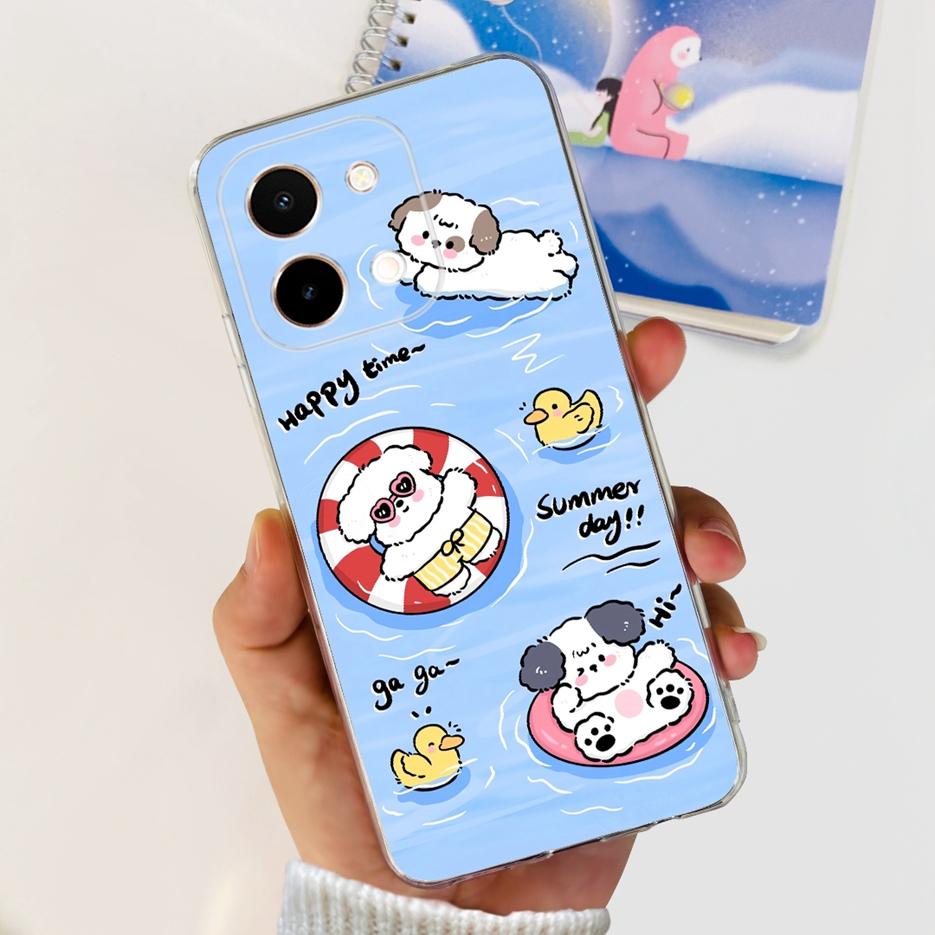 For Vivo Y28 4G Case V2352 Cute Cat Panda Painted Cover Soft Silicone Phone Case For Vivo Y28 Y 28 VivoY28 4G Funda 6.68'' Coque