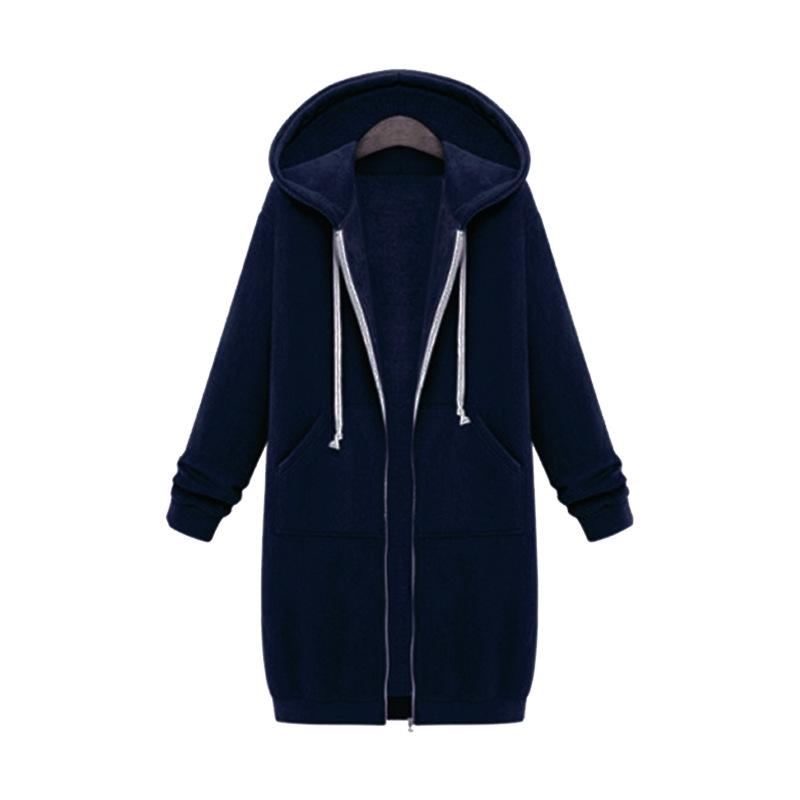 Women's 2024 Autumn/Winter Plus Velvet Hooded Mid-Length Thickened Sweater Jacket