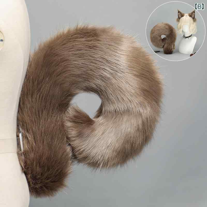 Cosplay Raccoon Beast Ear Headband Tail Set Halloween Costume Party Transformation Animal Type Cute Fluffy Event Adult Accessories