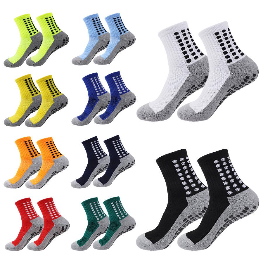 Professional Mid-Calf Anti-Slip Sports Socks for Men & Women - Thickened Terry Bottom, Grey Sole, for Football & Basketball.
