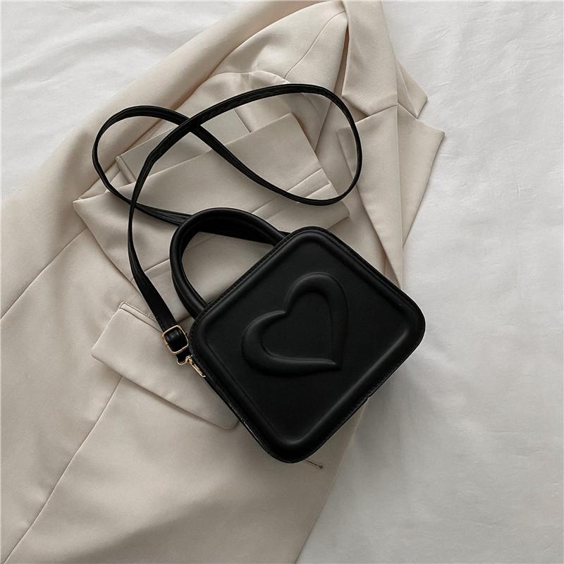 Retro Texture Small Bag Women 2025 New Trend Fashion Casual Love Shoulder Messenger Bag Portable Small Square Bag