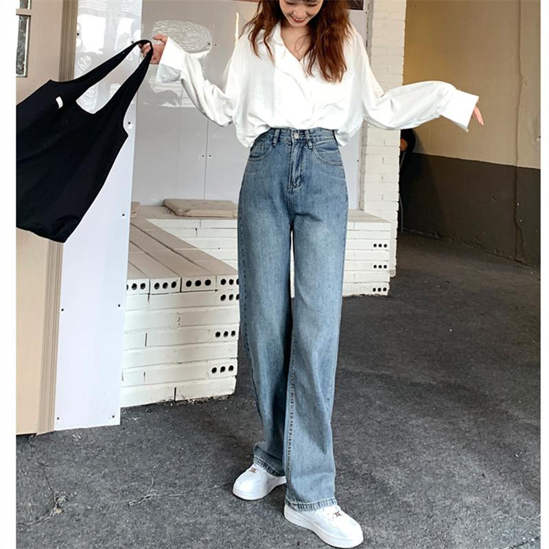 Winter Thick Warm Fleece Straight Jean Pants Vintage Jeans Woman's High Waist 2022 Blue Wide Leg Denim Trouser Baggy Casual