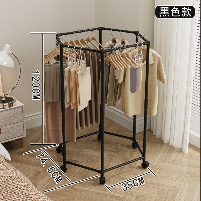 Шестиугольная Вращающаяся Балконная Напольная Сушилка для Одежды Многофункциональная На Колесиках Съемная Карбоновая Сталь Сушилки