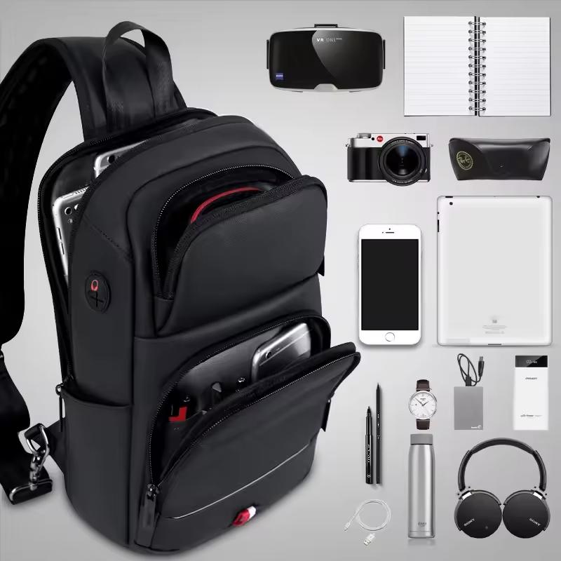 Crossbody Bags for Fashion Shoulder Bags USB Charging Messenger Sling Bag Chest Bag Oxford Single Shoulder Strap Pack
