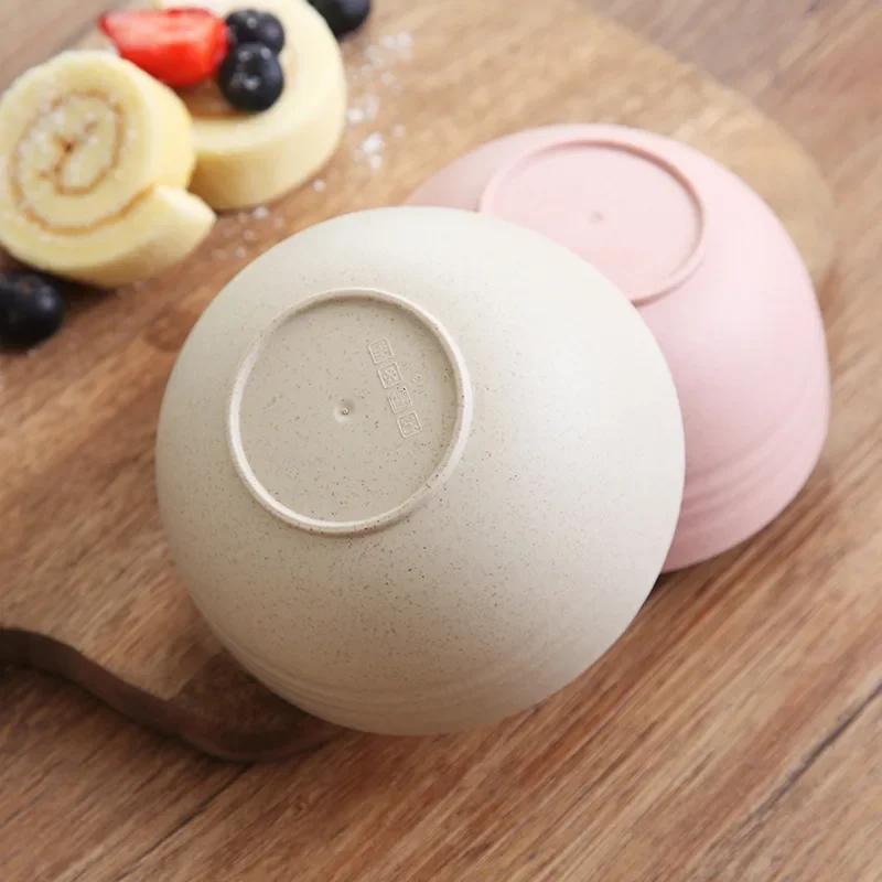 2 Size Round Wheat Straw Bowl Anti-fall Soup Bowls Children Japanese Bowl Sets for Noodles Snack Beauty Table Accessories