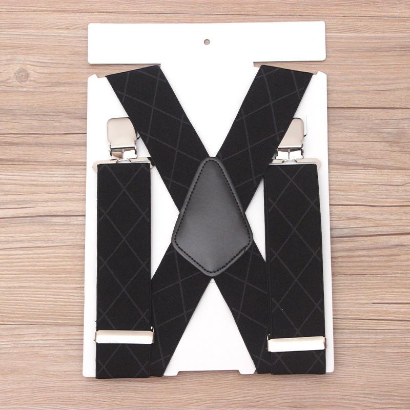 Wide Men 5cm Heavy Duty X Shape Braces Elastic Suspenders Trouser Clips Durable