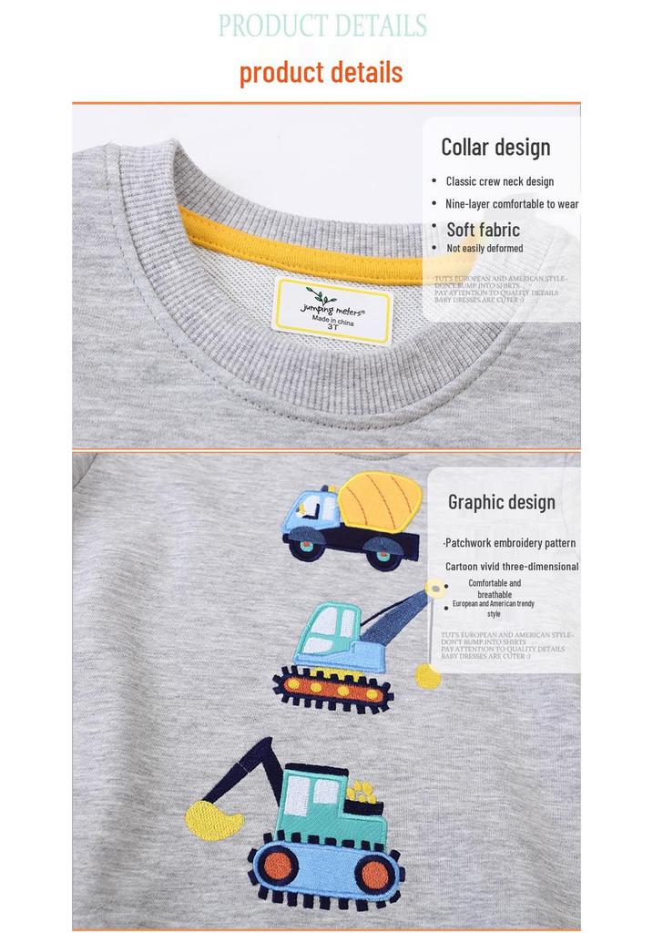 JumpingMeters Trendy Boys' Long Sleeve Knit Hoodie - European & American Children's Autumn Wear